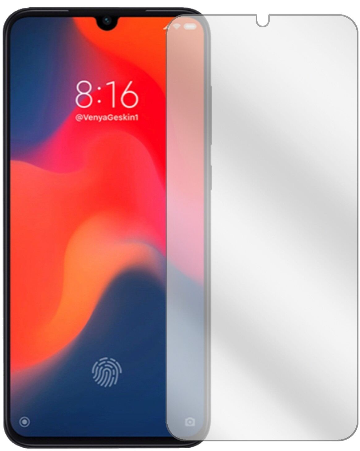 XiaomiMi 9 SE mit aufgebrachter dipos Displayschutzfolie, glasklare Darstellung ohne Einschränkungen
