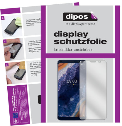 Klare Displayschutzfolie von dipos passend für Nokia 9 PureView, präziser Zuschnitt und blasenfrei montiert