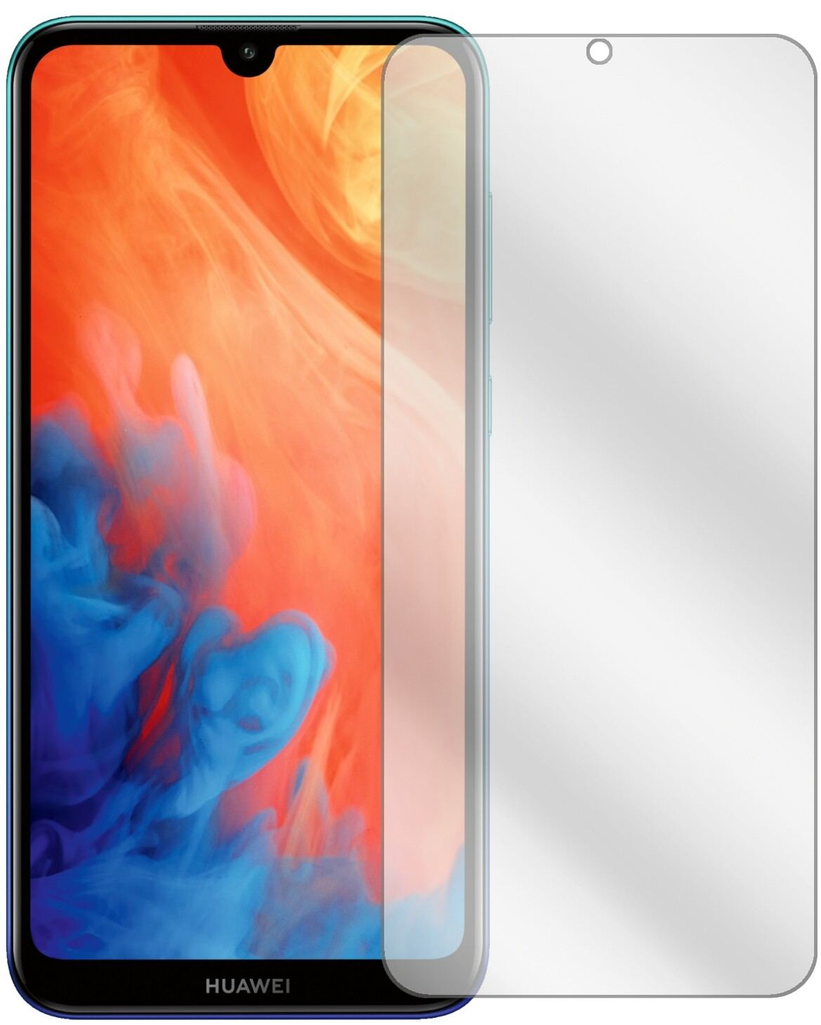 HuaweiY7 Prime (2019) mit aufgebrachter dipos Displayschutzfolie, glasklare Darstellung ohne Einschränkungen
