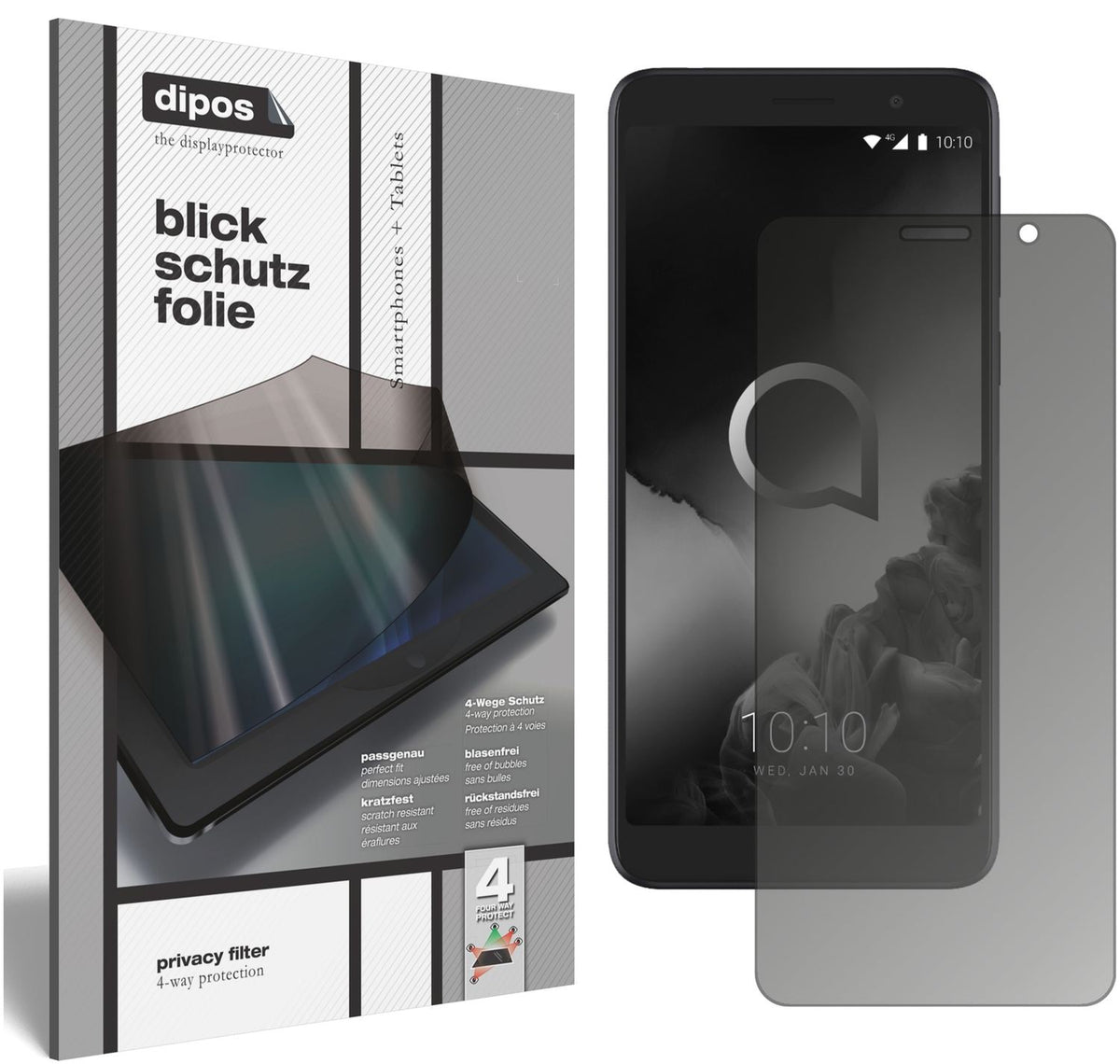 Blickschutzfolie für Alcatel 1C (2019) matt Schutzfolie Privacy