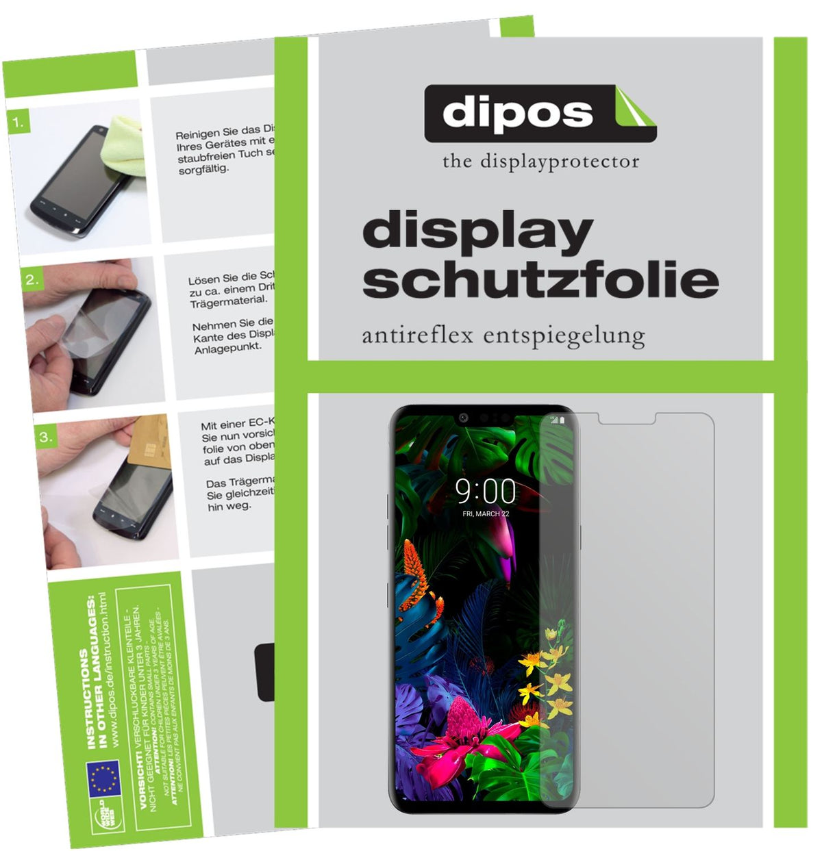 Matte Displayschutzfolie von dipos passend für LG G8 ThinQ, präziser Zuschnitt und blasenfrei montiert
