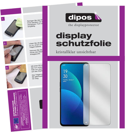 Klare Displayschutzfolie von dipos passend für Oppo F11, präziser Zuschnitt und blasenfrei montiert
