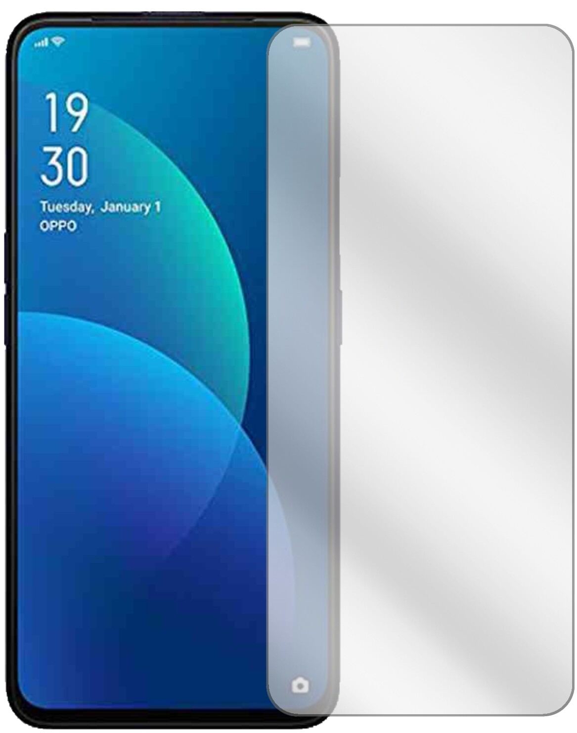 OppoF11 mit aufgebrachter dipos Displayschutzfolie, glasklare Darstellung ohne Einschränkungen