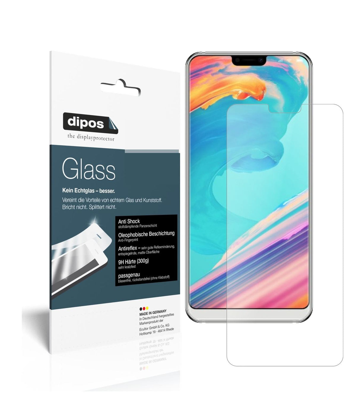 Matte Displayschutzfolie von dipos passend für Ulefone T2 Pro, 9H kratzfest und blasenfrei montiert