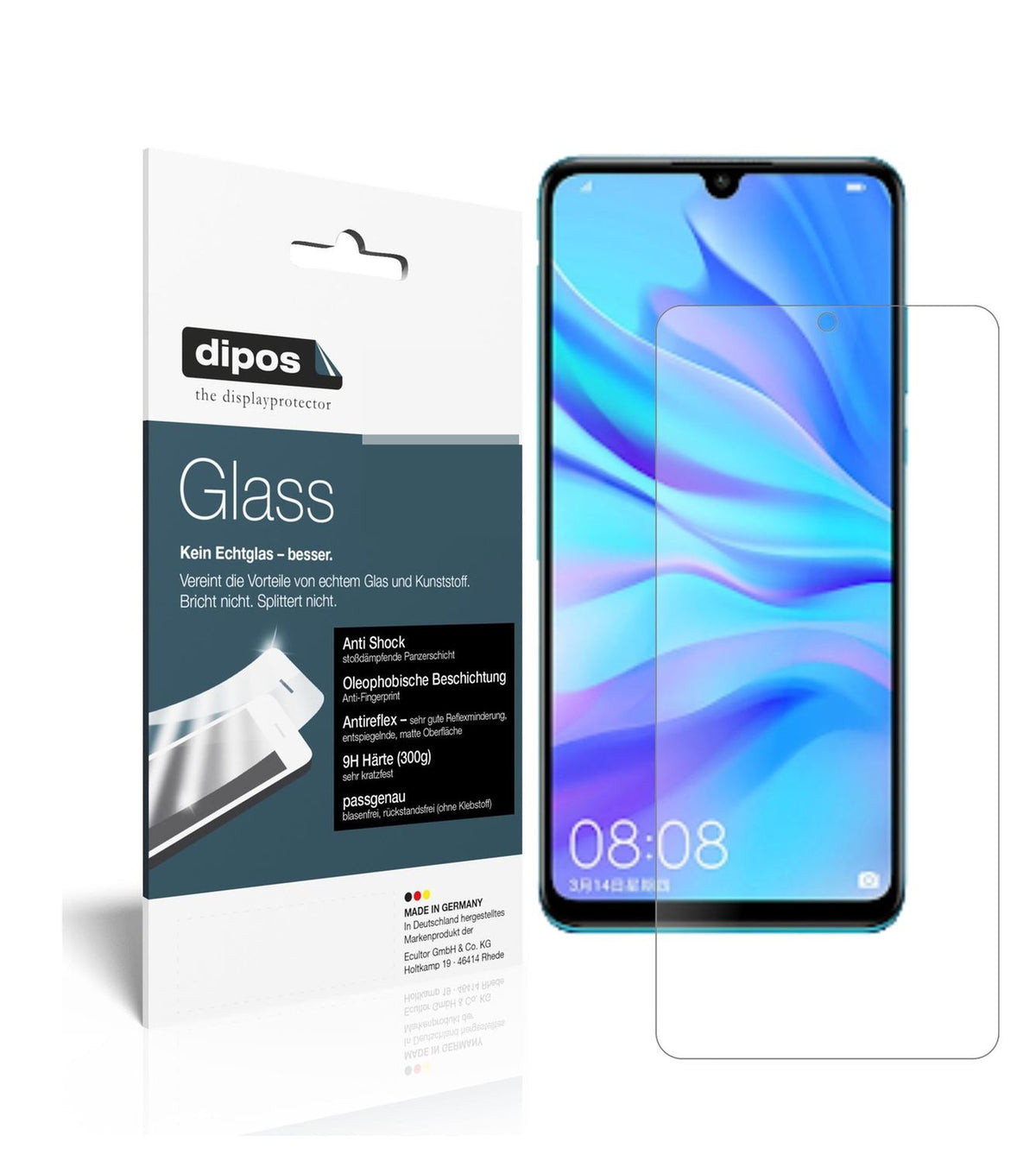 Matte Displayschutzfolie von dipos passend für Huawei P30 Lite, 9H kratzfest und blasenfrei montiert