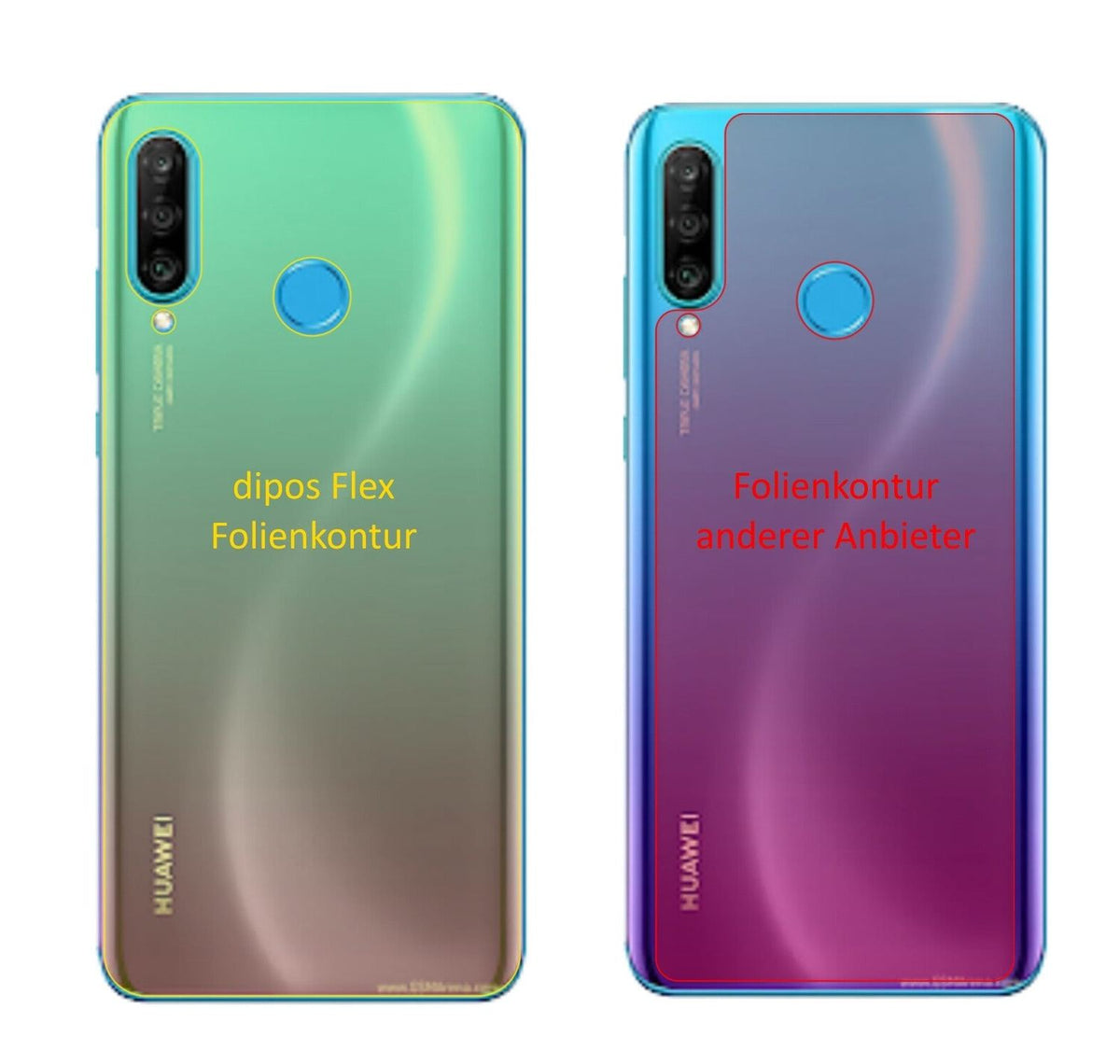 3x 3D Full Cover Schutzfolie für Huawei Nova 4e Rückseite