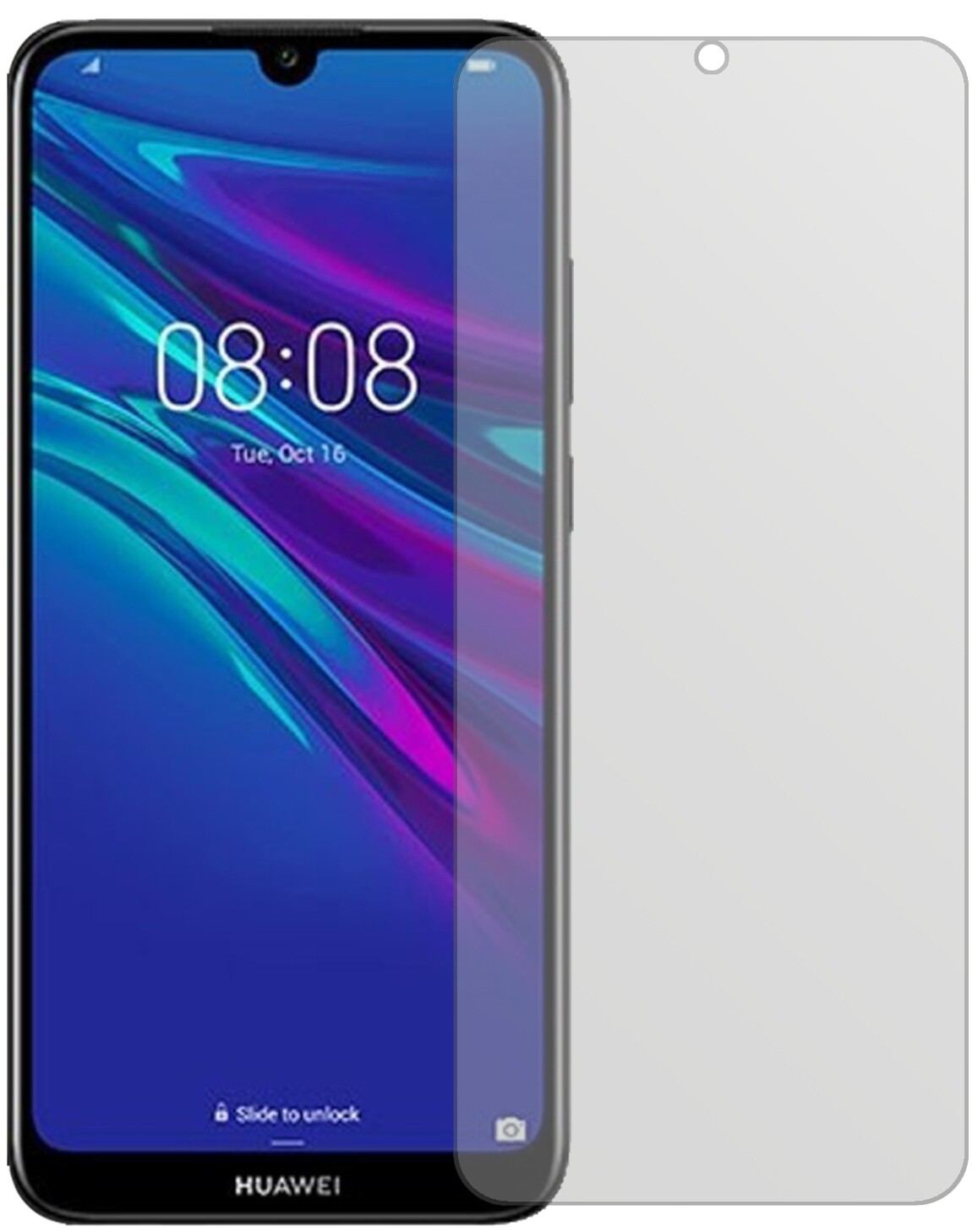 HuaweiY6 (2019) mit aufgebrachter dipos Displayschutzfolie, die lästige Fingerabdrücke minimiert