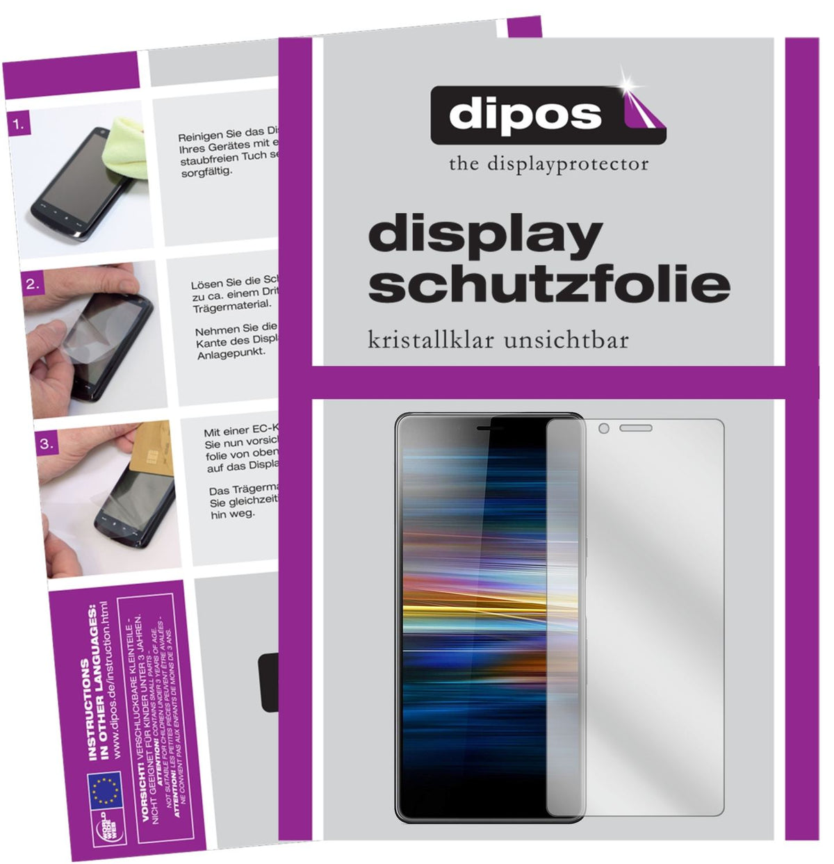 Klare Displayschutzfolie von dipos passend für Sony Xperia L3, präziser Zuschnitt und blasenfrei montiert