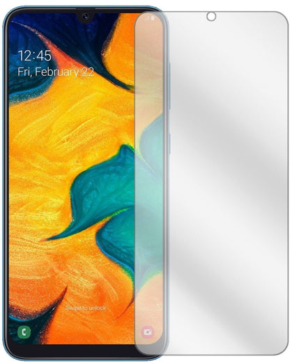 SamsungGalaxy A30 mit aufgebrachter dipos Displayschutzfolie, glasklare Darstellung ohne Einschränkungen