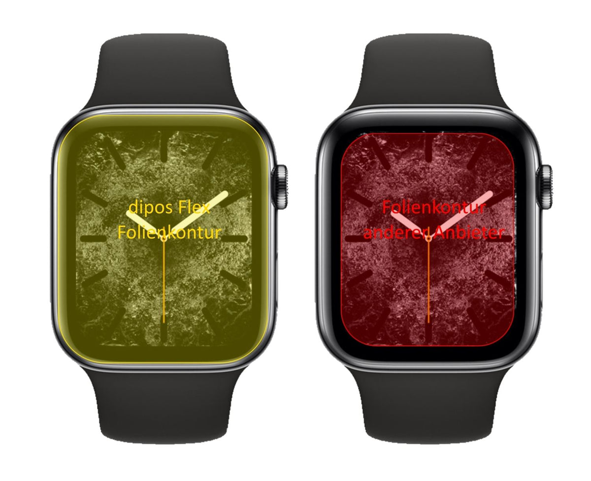 AppleWatch Series 6 (40mm) mit aufgebrachter dipos Displayschutzfolie, glasklare Darstellung ohne Einschränkungen
