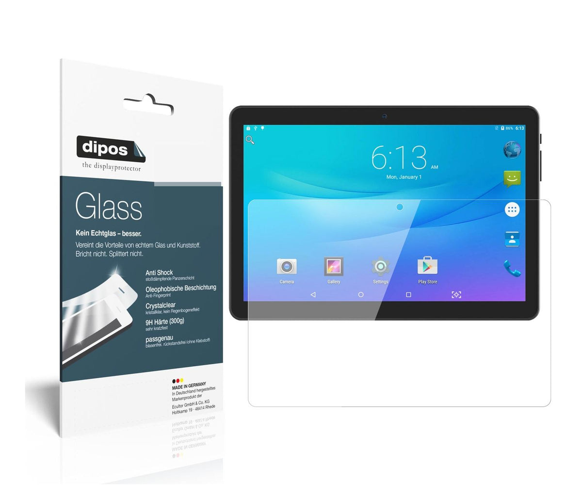 2x 9H Schutzfolie für Lectrus 10.1 Zoll Tablet Panzerfolie