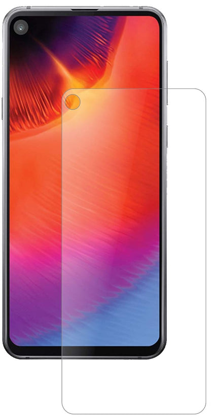 SamsungGalaxy A8s mit aufgebrachter dipos Panzerfolie, die lästige Fingerabdrücke minimiert