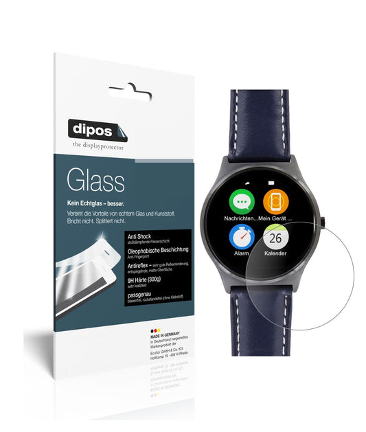 Matte Displayschutzfolie von dipos passend für Uhr 38.5 mm Durchmesser, 9H kratzfest und blasenfrei montiert