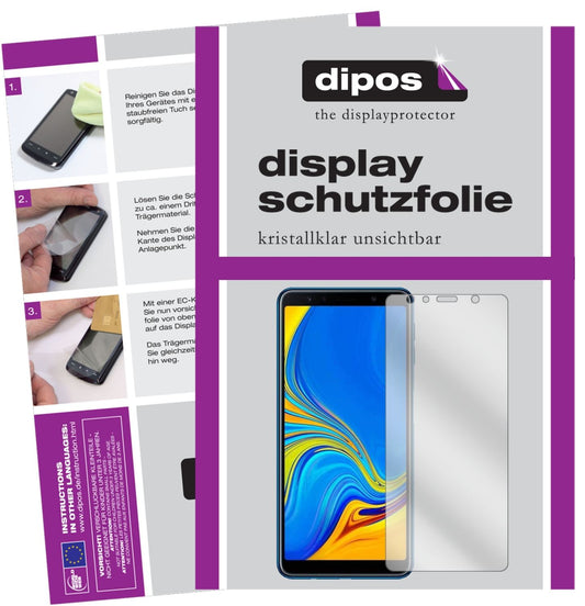 Klare Displayschutzfolie von dipos passend für Samsung J4 Core (2018), präziser Zuschnitt und blasenfrei montiert