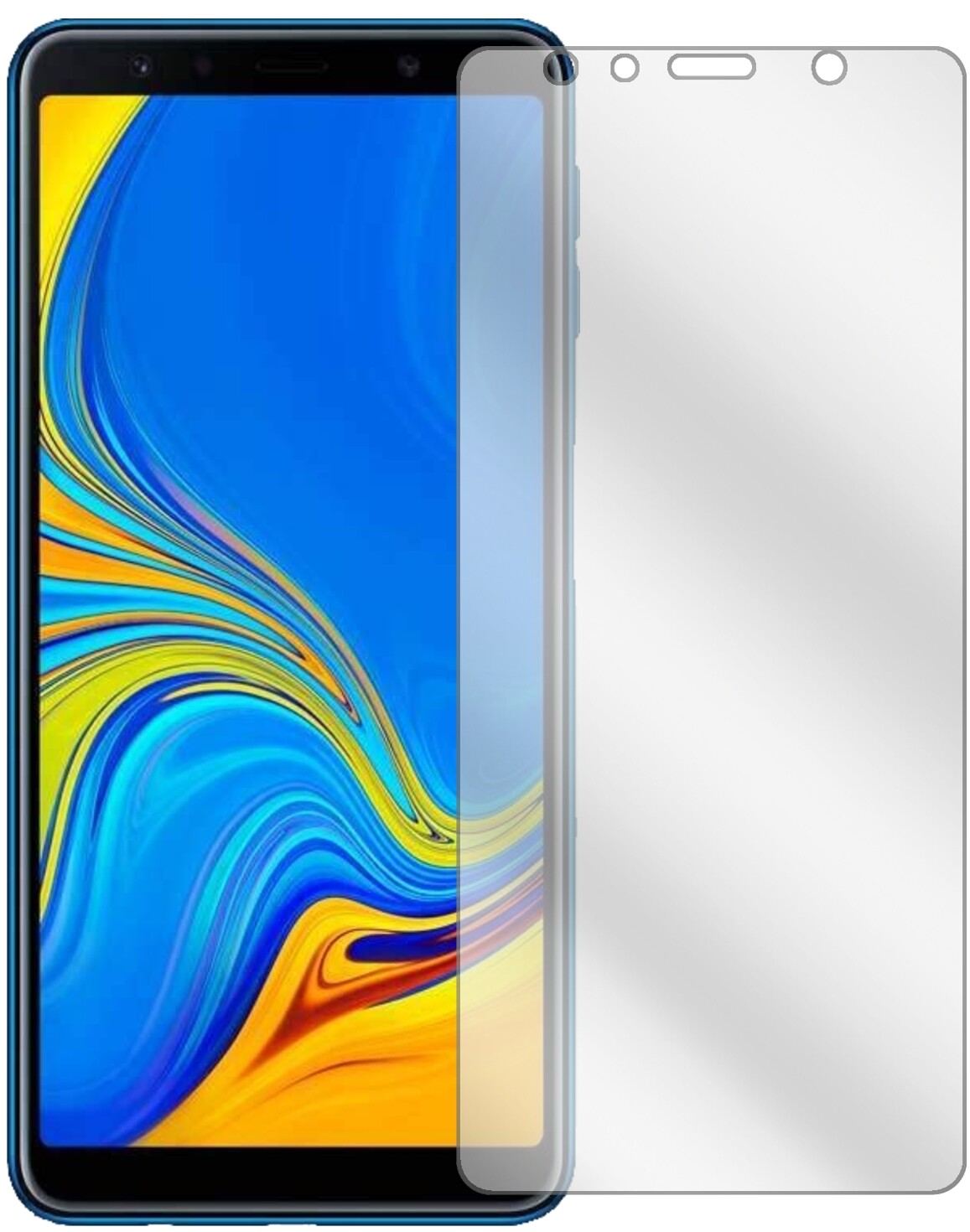 SamsungJ4 Core (2018) mit aufgebrachter dipos Displayschutzfolie, glasklare Darstellung ohne Einschränkungen