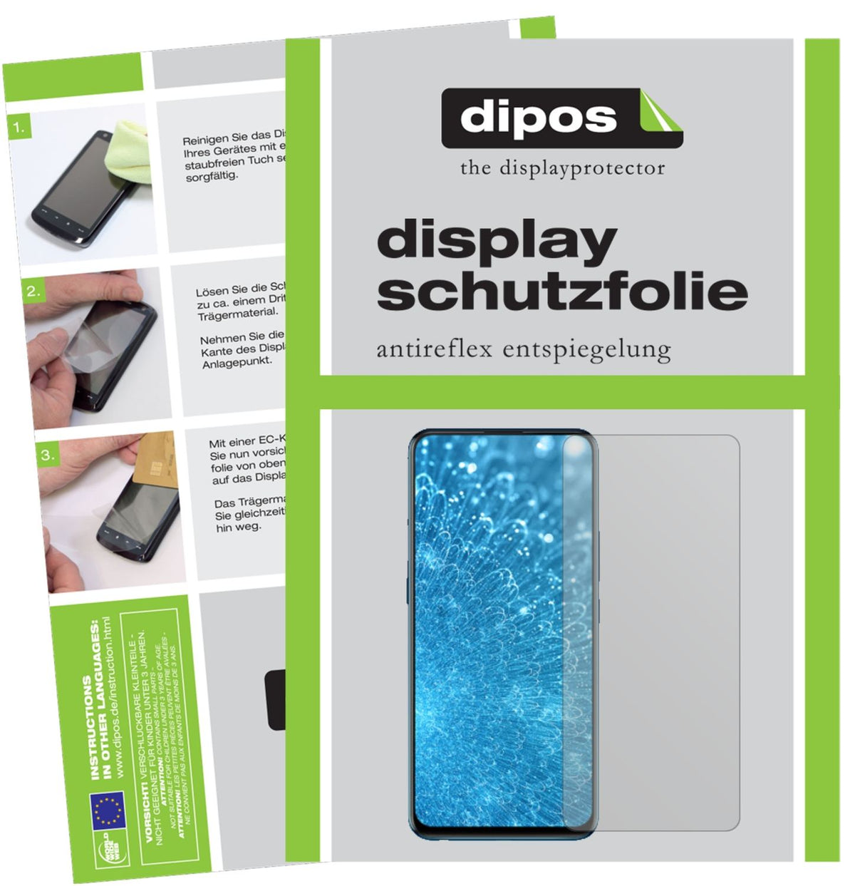 Matte Displayschutzfolie von dipos passend für Vivo V15, präziser Zuschnitt und blasenfrei montiert