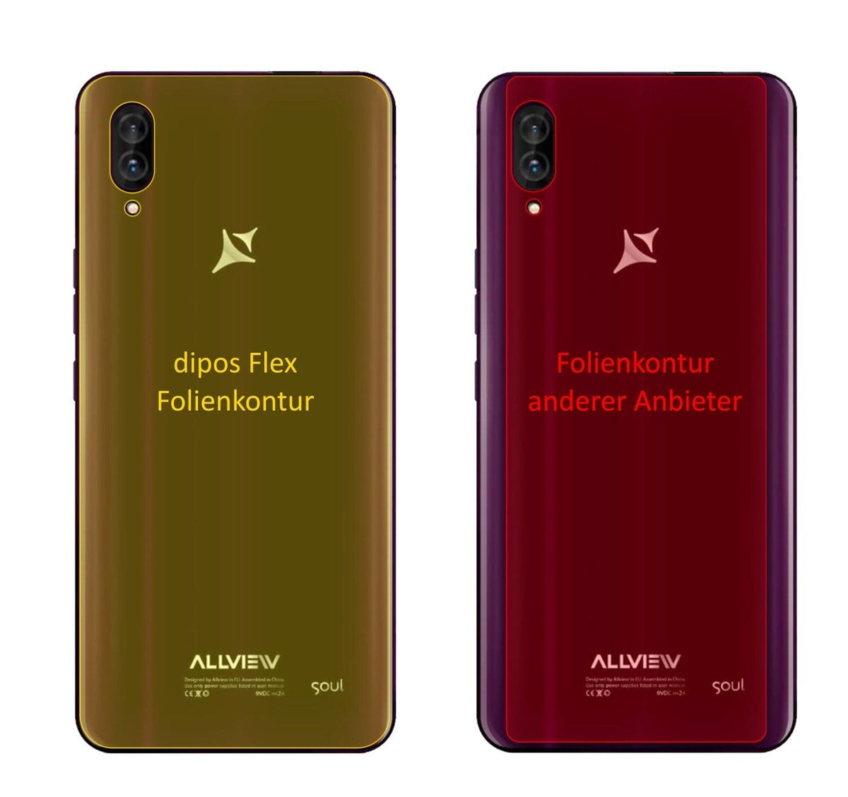 3x 3D Full Cover Schutzfolie für Allview Soul X6 Xtreme Rückseite