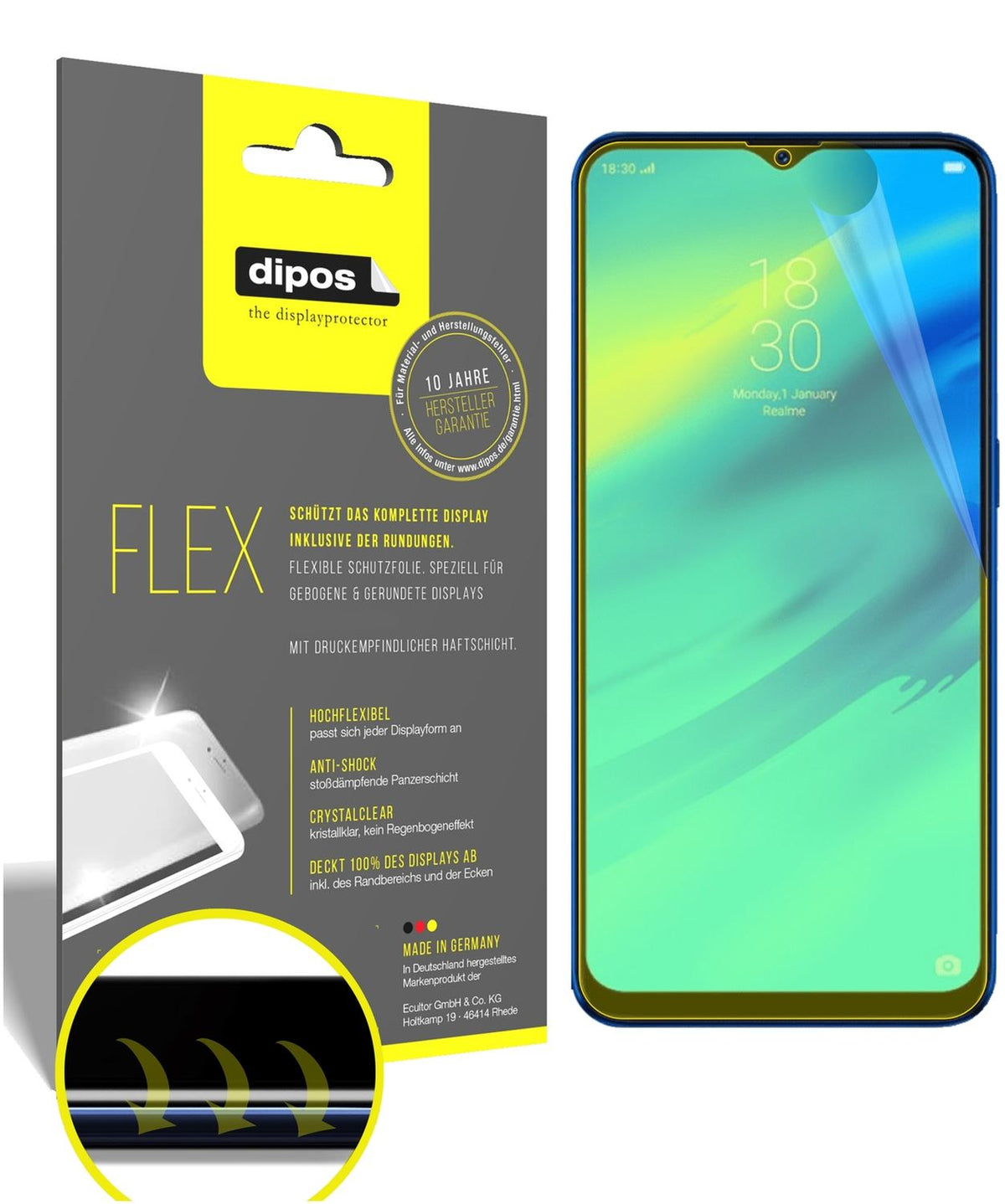 3x 3D Full Cover Schutzfolie für Oppo Realme C2