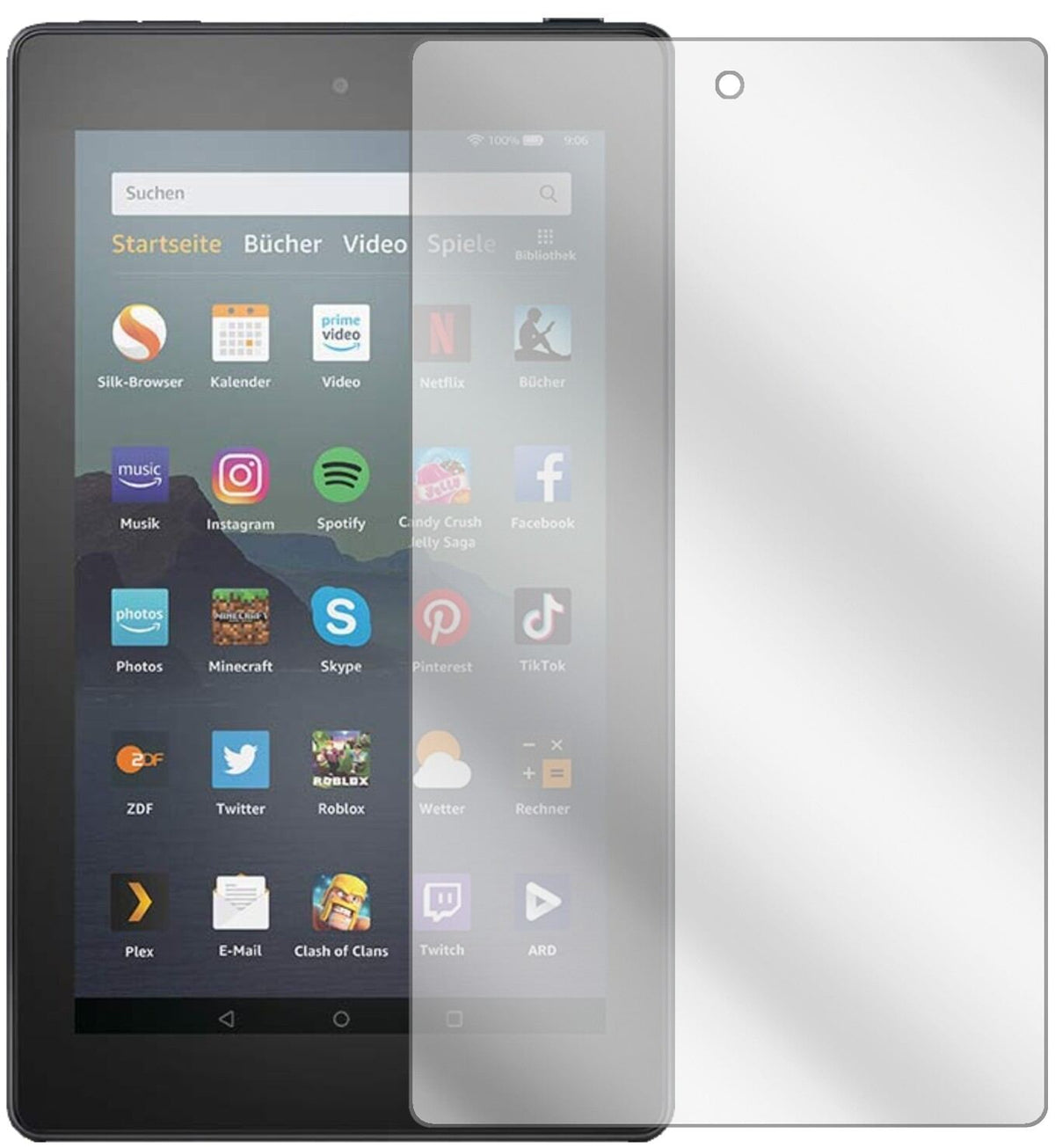 AmazonFire 7 Tablet Kids Edition (2019) mit aufgebrachter dipos Displayschutzfolie, glasklare Darstellung ohne Einschränkungen