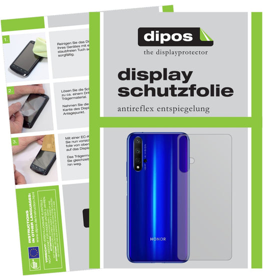 Matte Displayschutzfolie von dipos passend für Honor 20 Pro Rückseite, präziser Zuschnitt und blasenfrei montiert