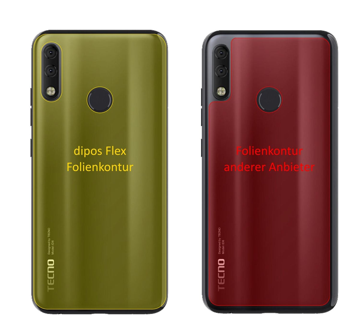 3x 3D Full Cover Schutzfolie für Tecno Camon 11 Pro Rückseite
