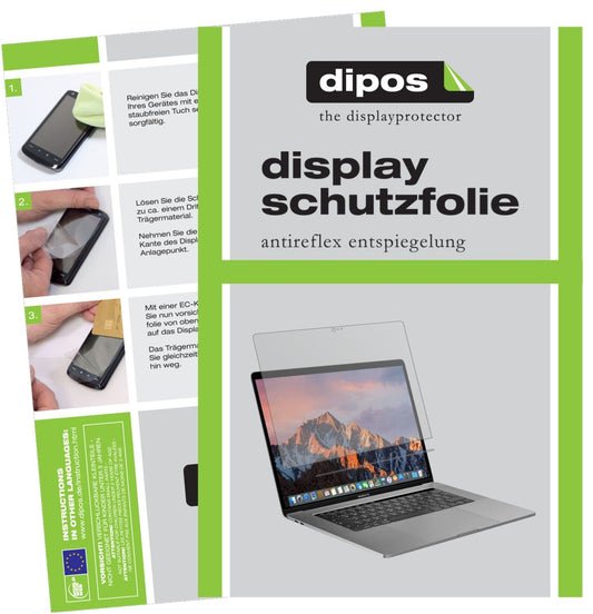 Matte Displayschutzfolie von dipos passend für Apple MacBook Pro 15 Zoll (2019) Touchbar, präziser Zuschnitt und blasenfrei montiert