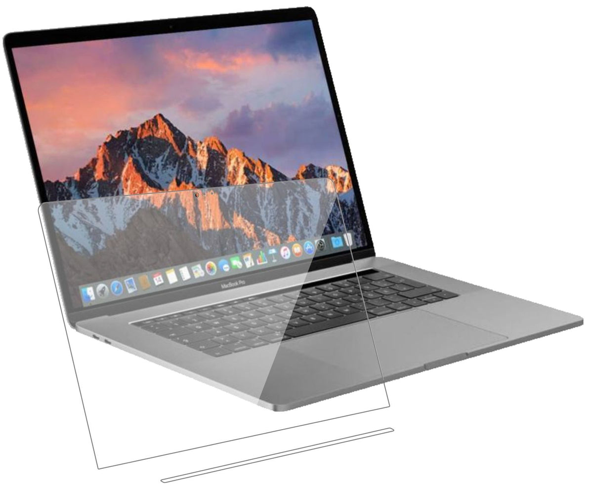 AppleMacBook Pro 13 Zoll (2019) Touchbar mit aufgebrachter dipos Flex Schutzfolie, glasklare Darstellung ohne Einschränkungen