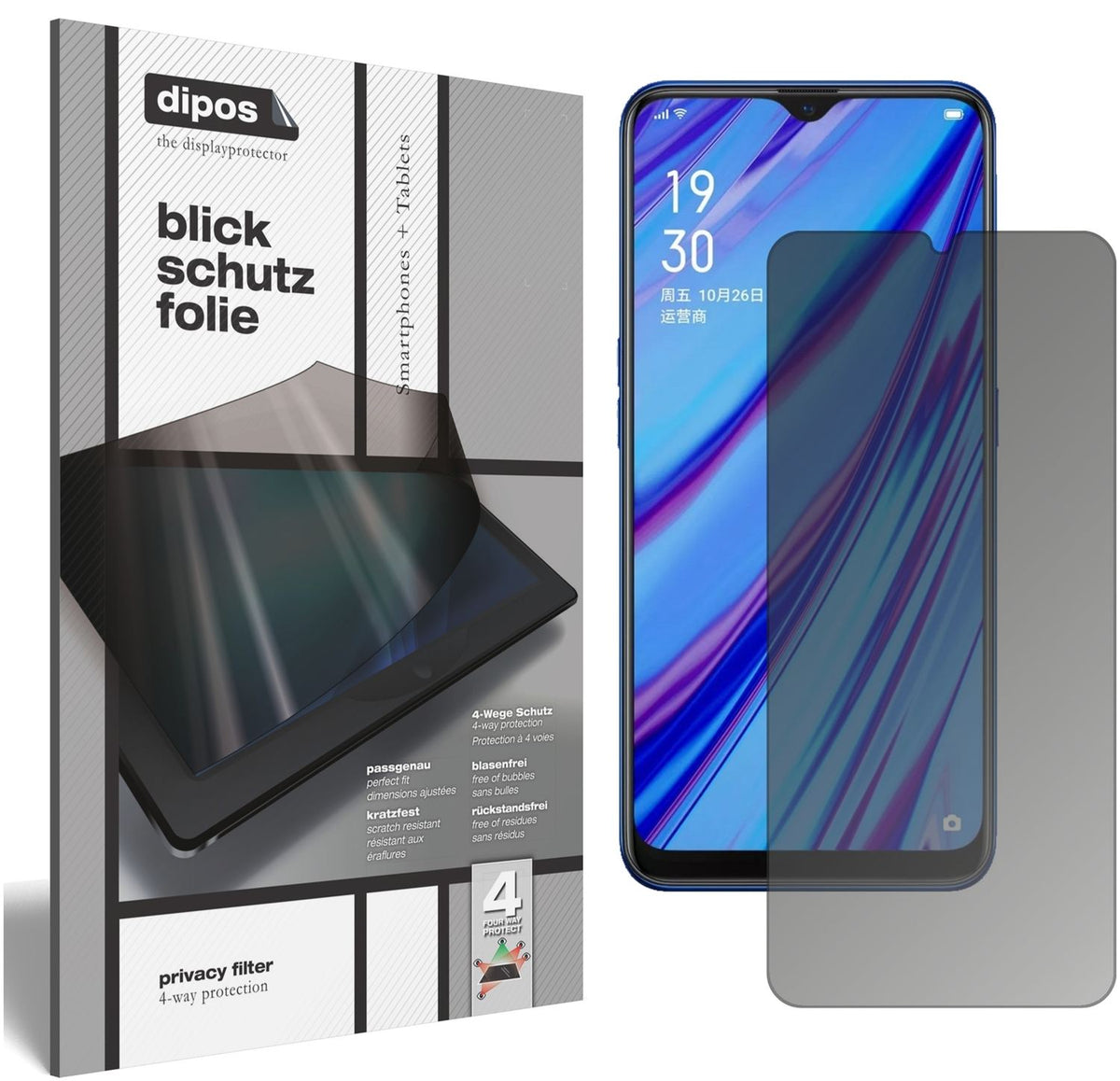 Blickschutzfolie für Oppo A9 matt Schutzfolie Privacy