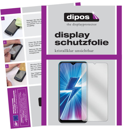Klare Displayschutzfolie von dipos passend für Vivo Y3, präziser Zuschnitt und blasenfrei montiert