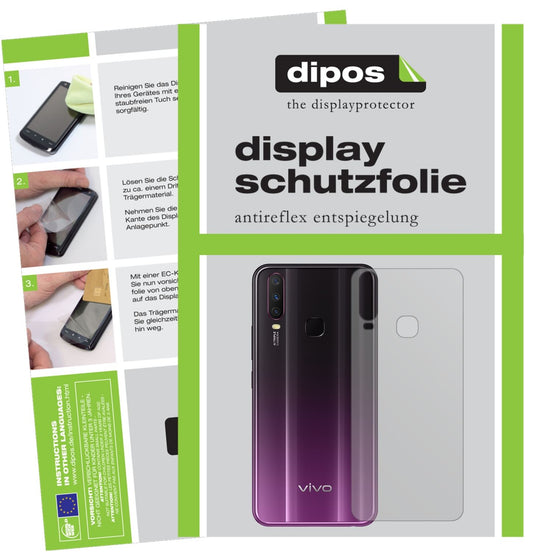 Matte Displayschutzfolie von dipos passend für Vivo Y5 Rückseite, präziser Zuschnitt und blasenfrei montiert