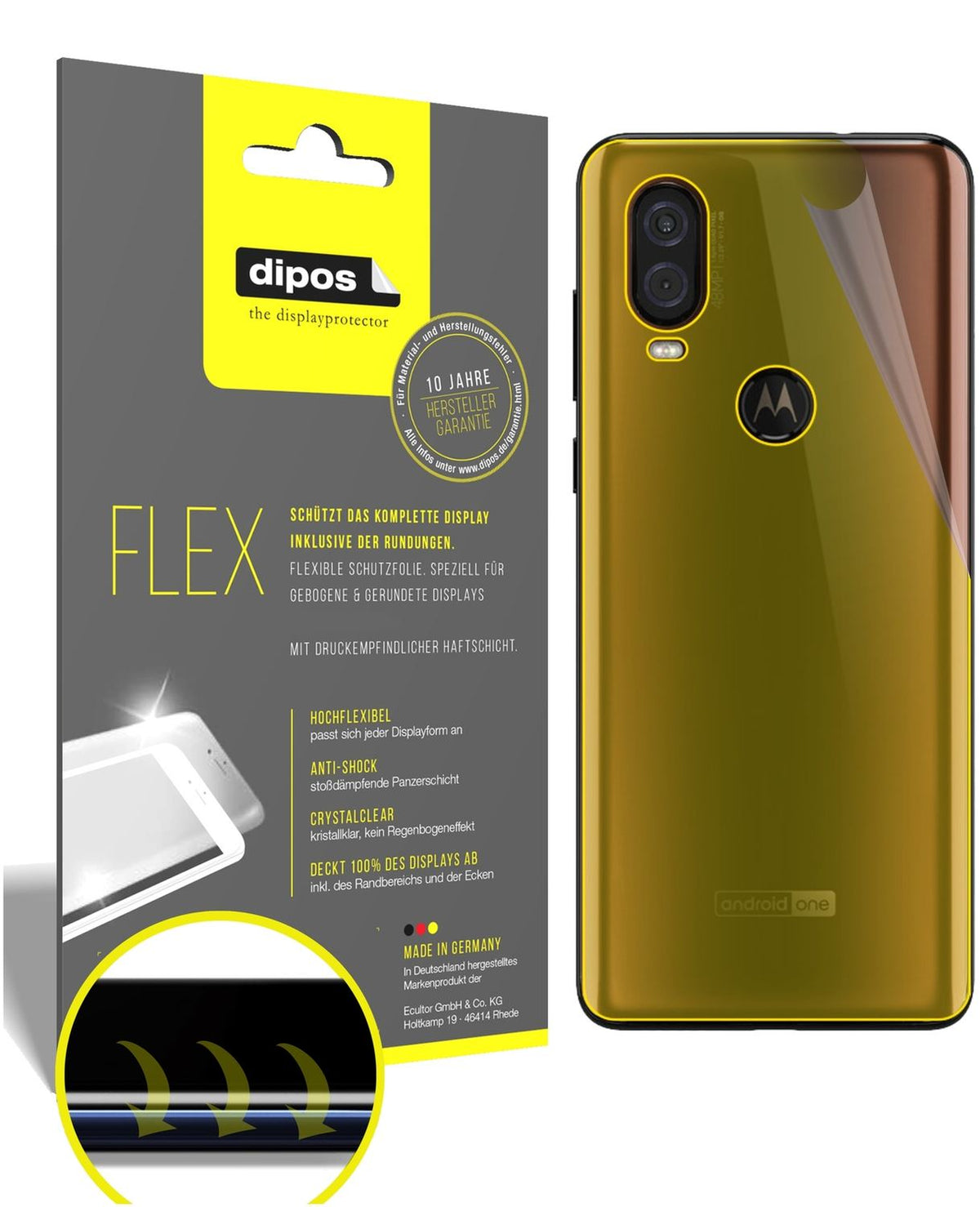 3x 3D Full Cover Schutzfolie für Motorola P50 Rückseite