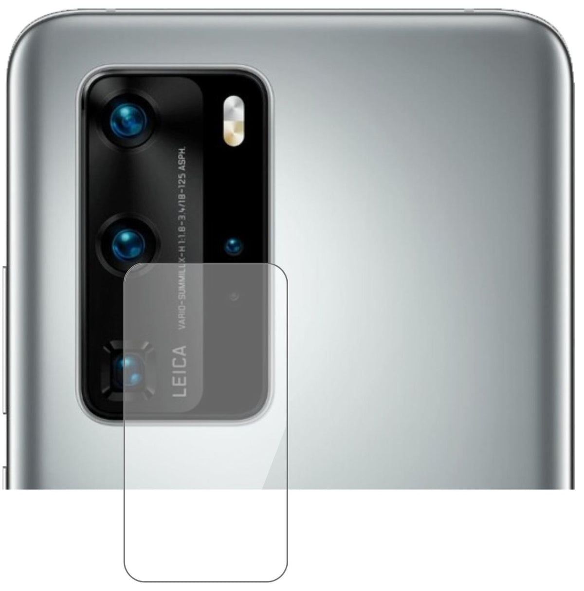 HuaweiP40 Pro Plus Kameralinse mit aufgebrachter dipos Flex Schutzfolie, glasklare Darstellung ohne Einschränkungen