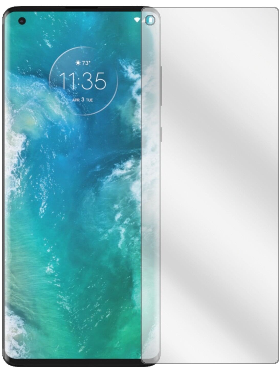MotorolaEdge Plus mit aufgebrachter dipos Displayschutzfolie, glasklare Darstellung ohne Einschränkungen