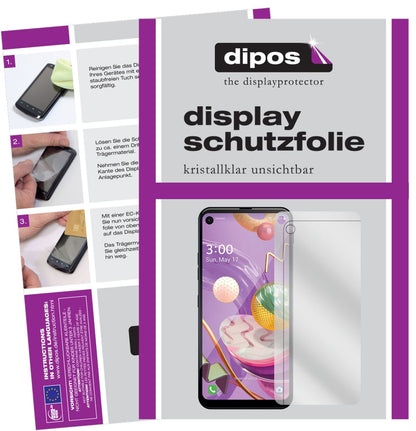 Klare Displayschutzfolie von dipos passend für LG Q70, präziser Zuschnitt und blasenfrei montiert