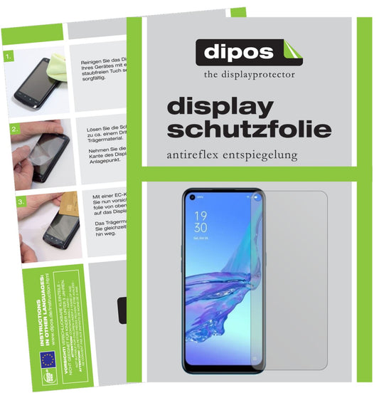 Matte Displayschutzfolie von dipos passend für Oppo A53 (2020), präziser Zuschnitt und blasenfrei montiert