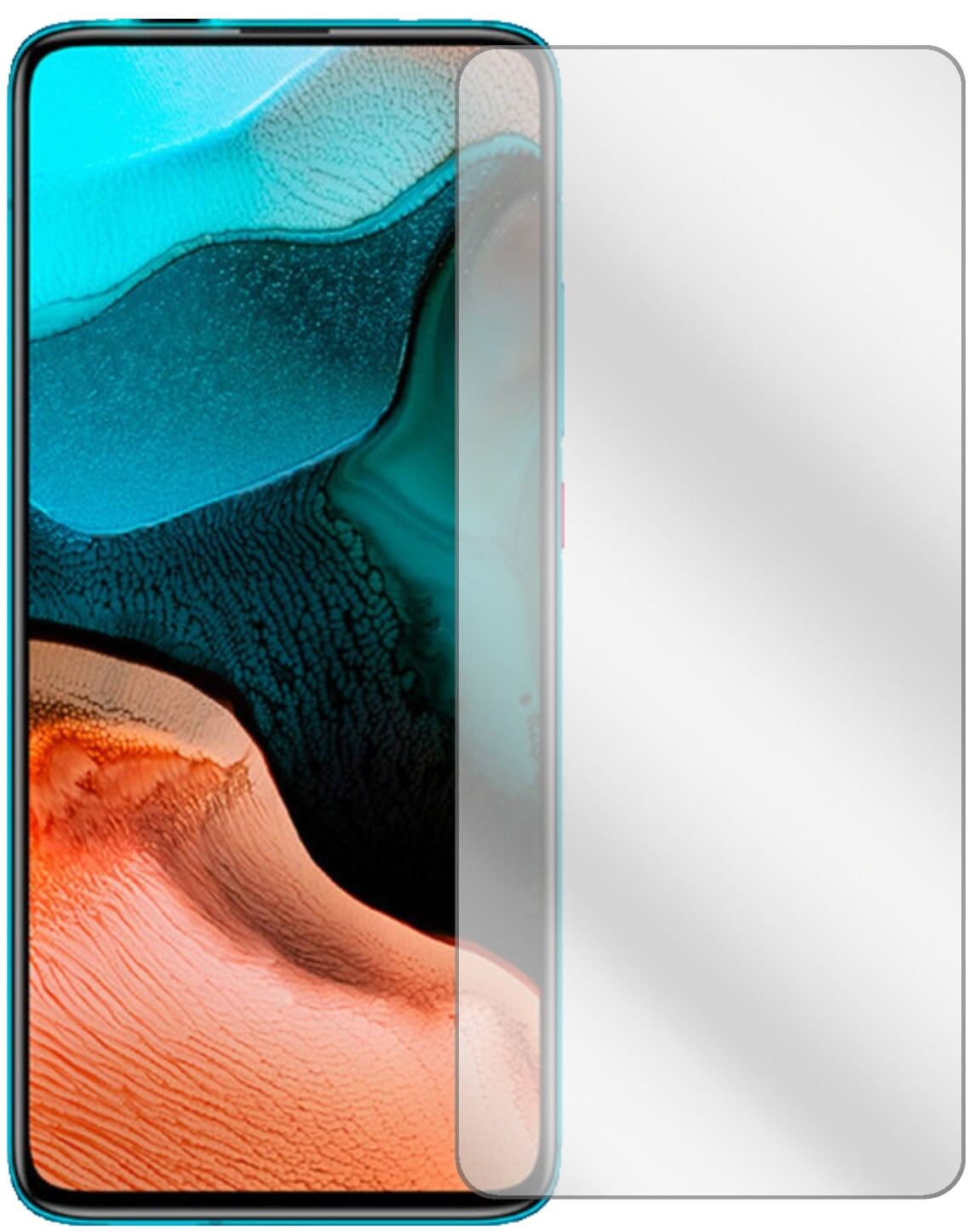XiaomiRedmi K30 Pro Zoom mit aufgebrachter dipos Displayschutzfolie, glasklare Darstellung ohne Einschränkungen