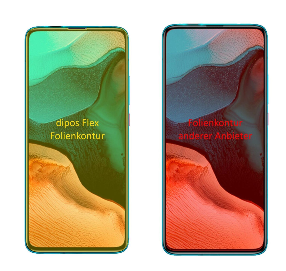 XiaomiRedmi K30 Pro mit aufgebrachter dipos Displayschutzfolie, glasklare Darstellung ohne Einschränkungen