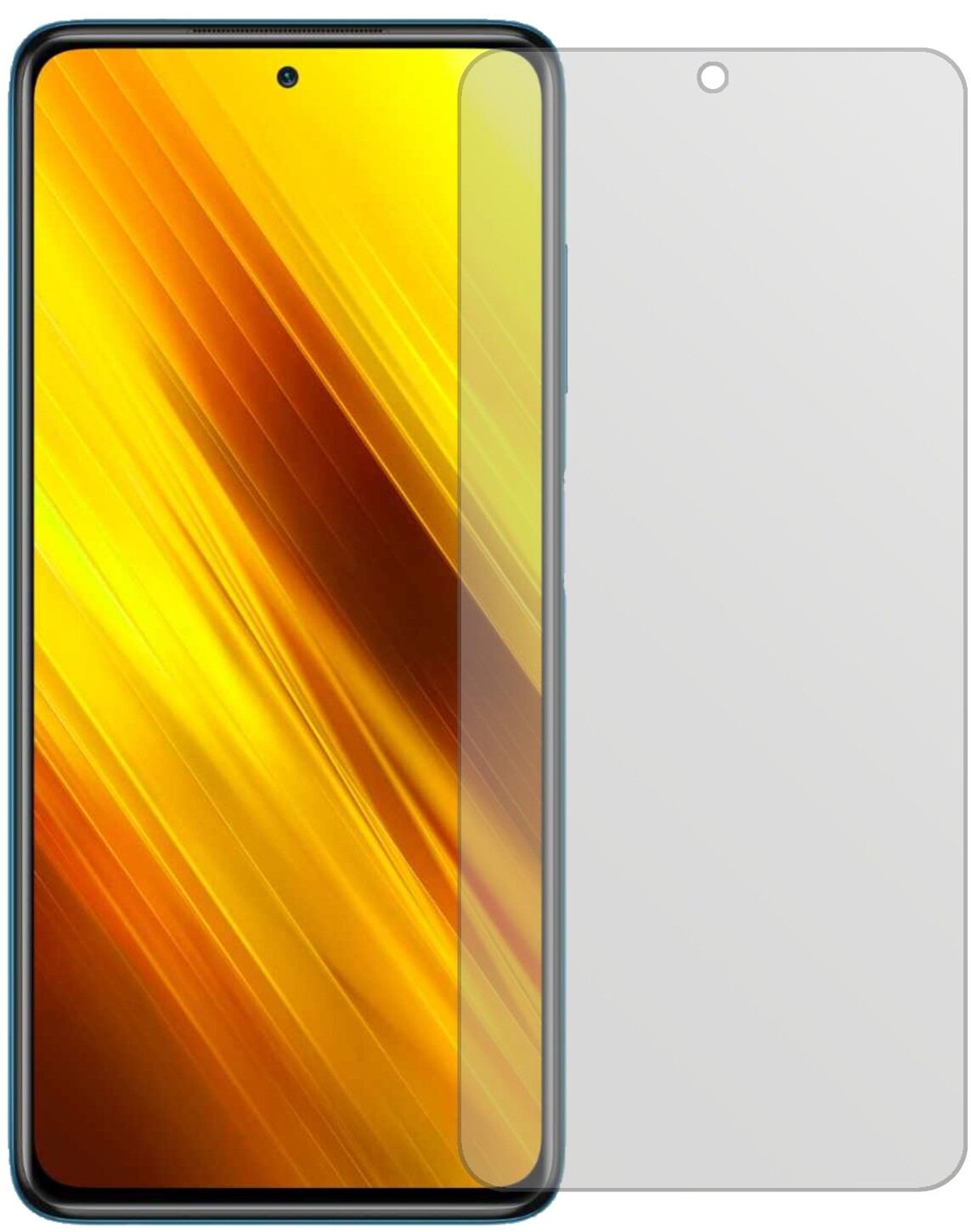 PocoX3 NFC mit aufgebrachter dipos Displayschutzfolie, die lästige Fingerabdrücke minimiert