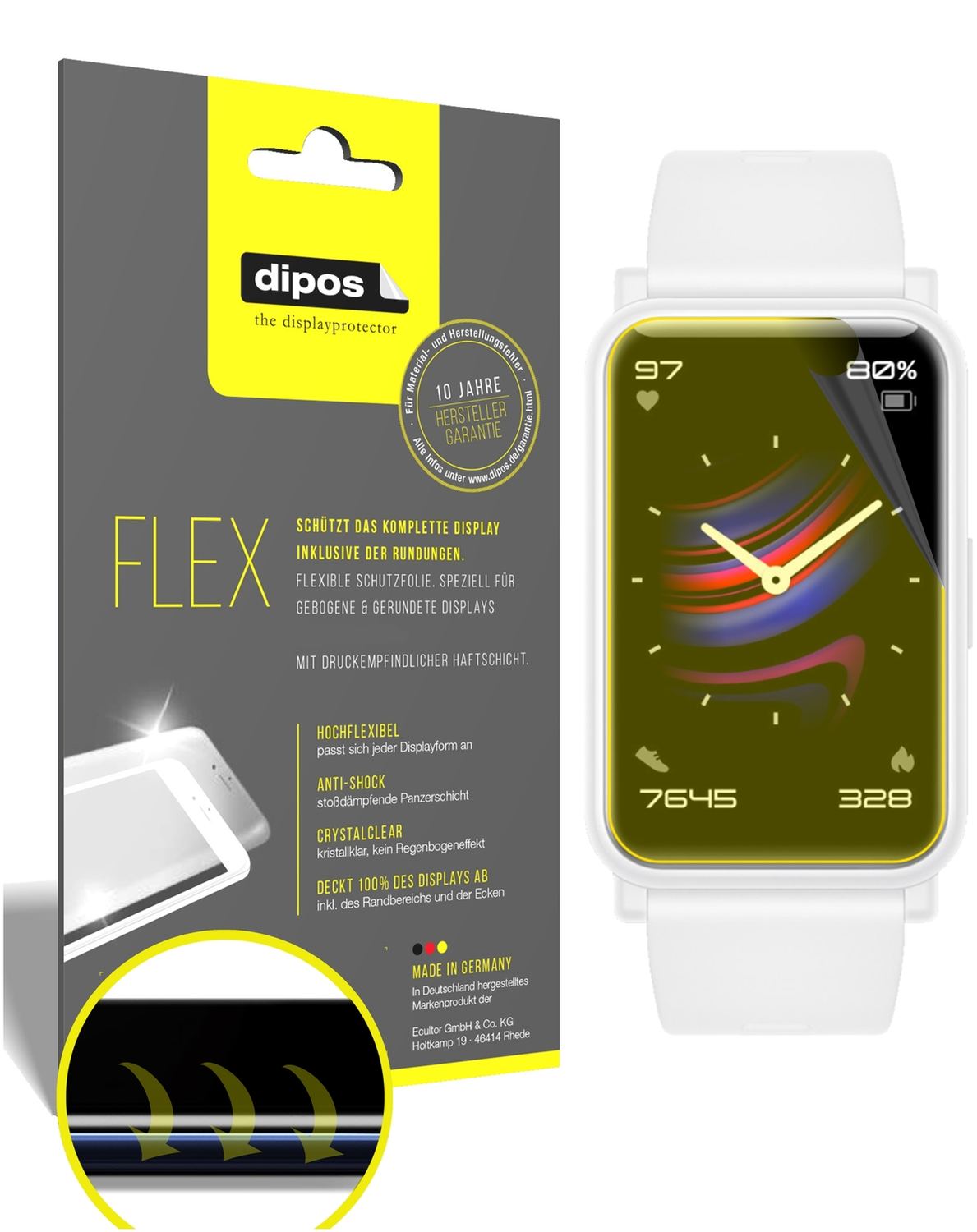 3x 3D Full Cover Schutzfolie für Honor Watch ES