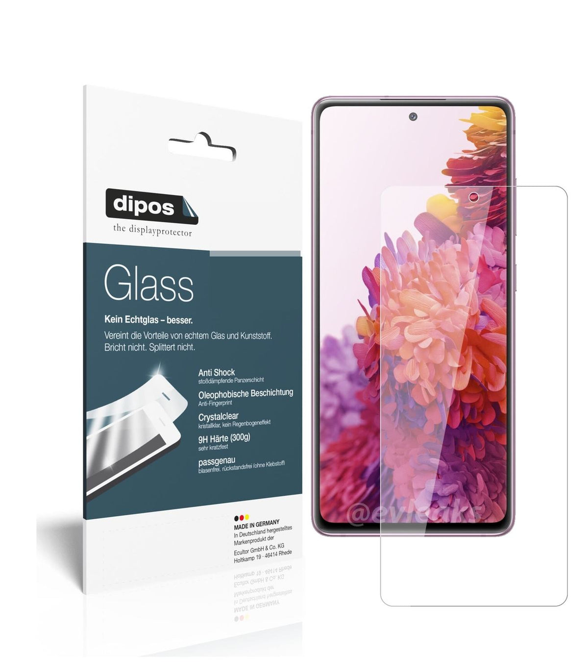 Klare Displayschutzfolie von dipos passend für Samsung Galaxy S20 FE, 9H kratzfest und blasenfrei montiert