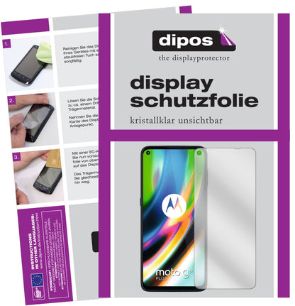 Klare Displayschutzfolie von dipos passend für Motorola Moto G9 Plus, präziser Zuschnitt und blasenfrei montiert