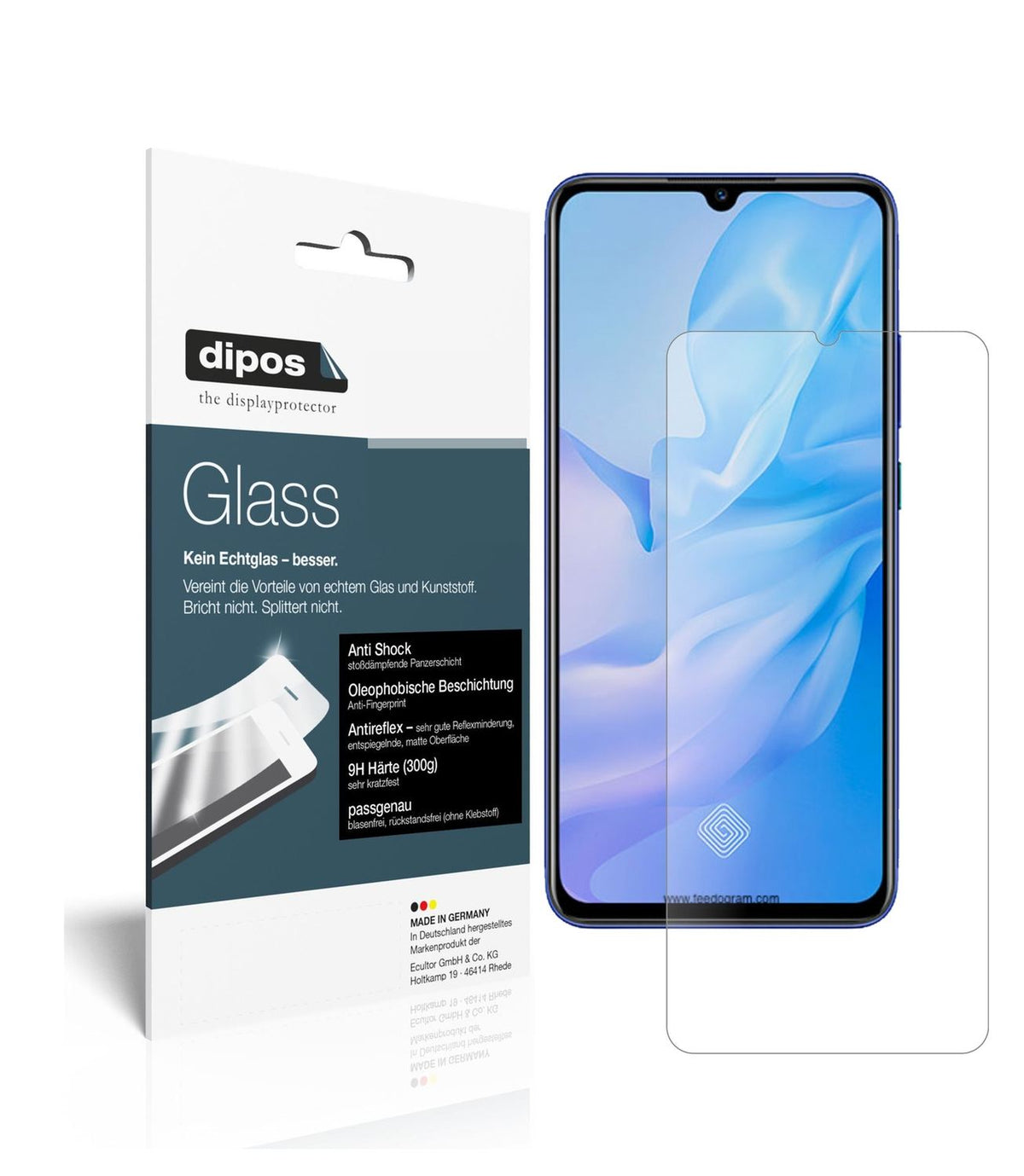 Matte Displayschutzfolie von dipos passend für Vivo Y51 (2020), 9H kratzfest und blasenfrei montiert