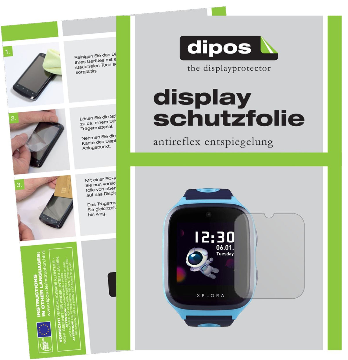 Matte Displayschutzfolie von dipos passend für Xplora X4, präziser Zuschnitt und blasenfrei montiert