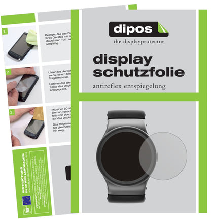Matte Displayschutzfolie von dipos passend für 55 mm Durchmesser Uhr, präziser Zuschnitt und blasenfrei montiert