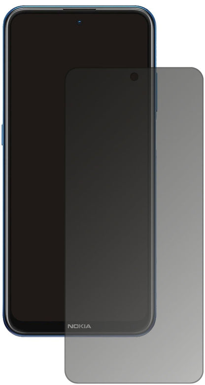 NokiaX20 mit aufgebrachtem dipos Displayschutz, der seitliche Einblicke blockiert