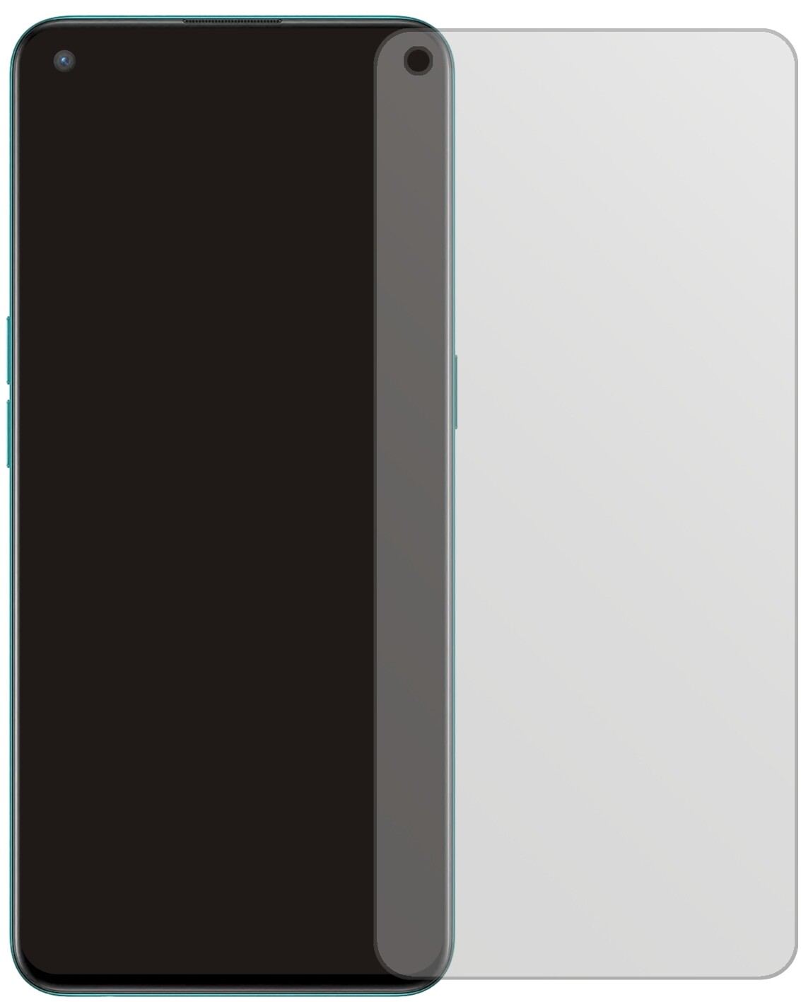 OnePlusNord CE mit aufgebrachter dipos Displayschutzfolie, die lästige Fingerabdrücke minimiert
