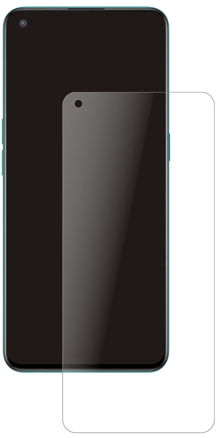 OnePlusNord CE mit aufgebrachter dipos Panzerfolie, die lästige Fingerabdrücke minimiert