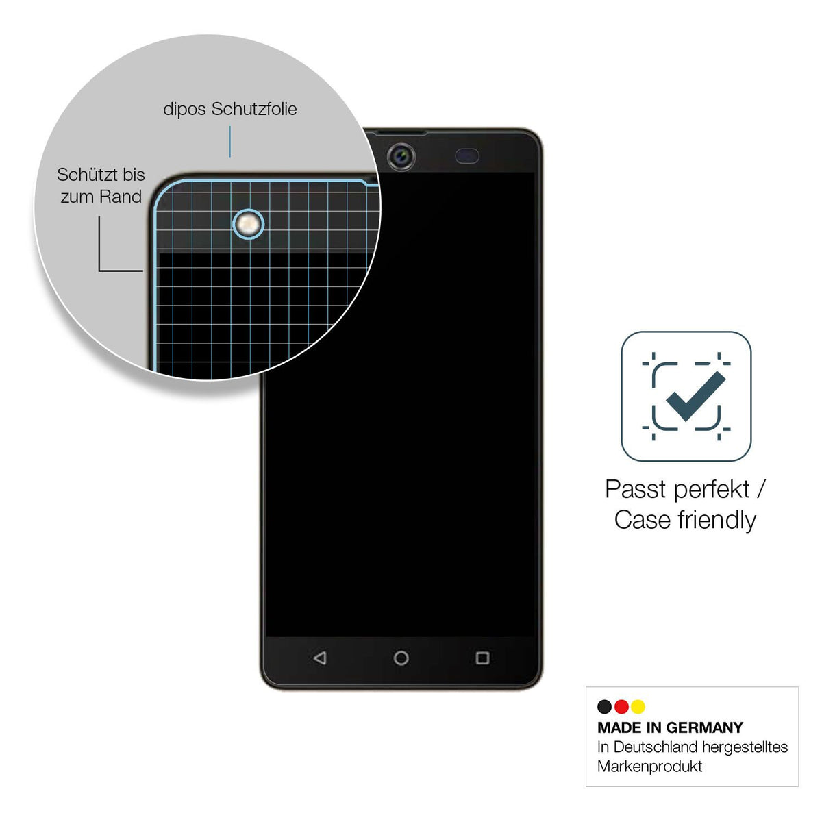 Schutzglasfolie mit optimaler Passform, zur Verwendung mit Hüllen geeignet
