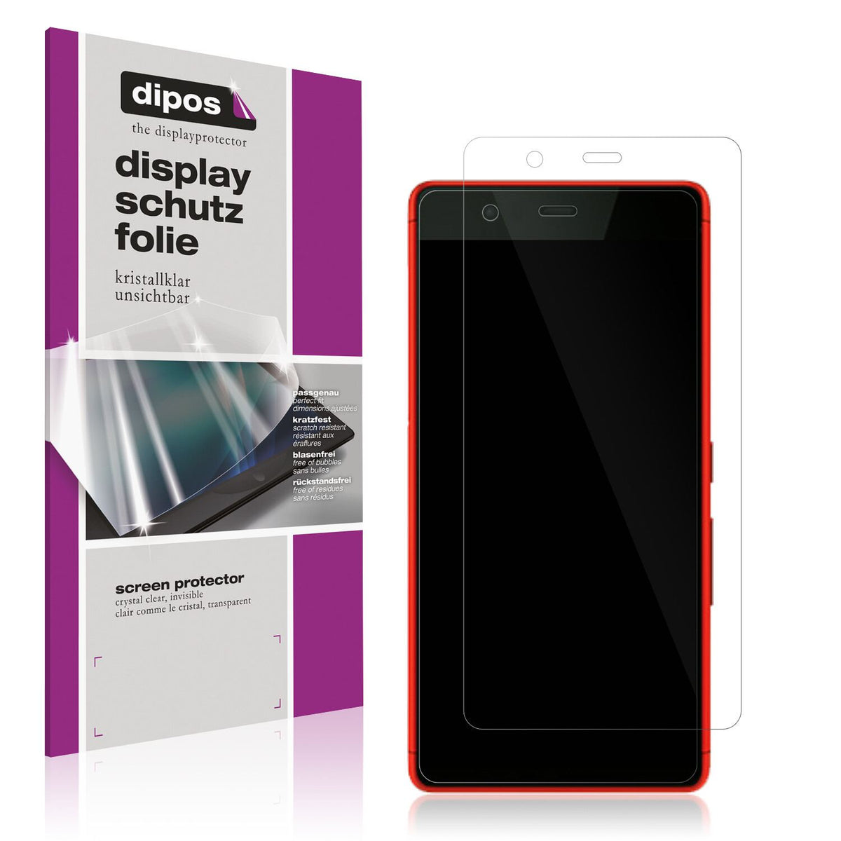 Klare Displayschutzfolie von dipos passend für Fujitsu Arrows Be F-05J, präziser Zuschnitt und blasenfrei montiert