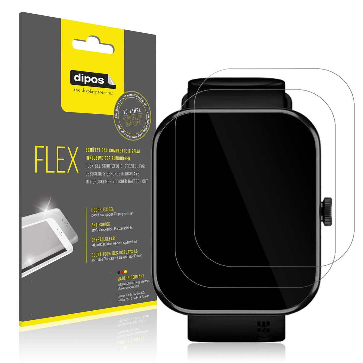 2x 3D Full Cover Schutzfolie für Noise ColorFit Pulse 2 Max